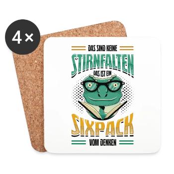 Das Sind Keine Stirnfalten, Das Ist Ein Six Pack - Untersetzer (4er-Set) - Weiß - Vorne