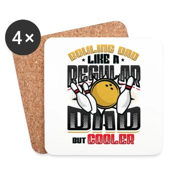 Papa bowling, comme un papa normal, mais plus cool - Dessous de verre (lot de 4) - blanc - Devant