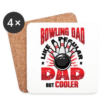 Papa bowling, comme un papa normal, mais plus cool - Dessous de verre (lot de 4) - blanc - Devant
