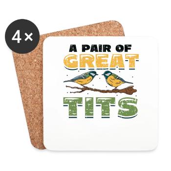 Une paire d’ornithologues géniaux - Dessous de verre (lot de 4) - blanc - Devant
