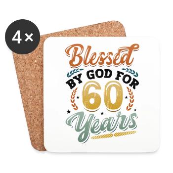 Religious by God for 60 years - Coasters (set of 4) - white - Front