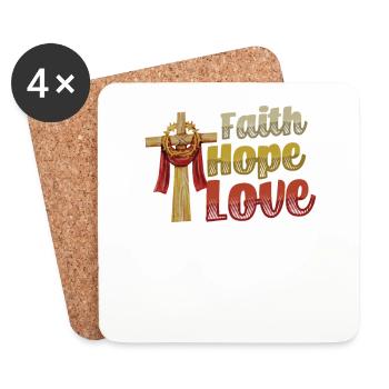 Glaube, Hoffnung, Liebe, Kirche, Religion - Untersetzer (4er-Set) - Weiß - Vorne