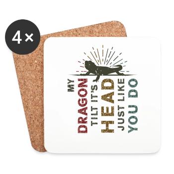 Mon dragon incline la tête, tout comme toi - Dessous de verre (lot de 4) - blanc - Devant