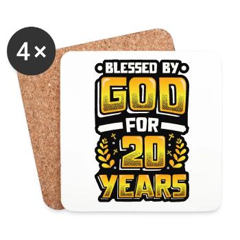 Religious by God for 20 years - Coasters (set of 4) - white - Front