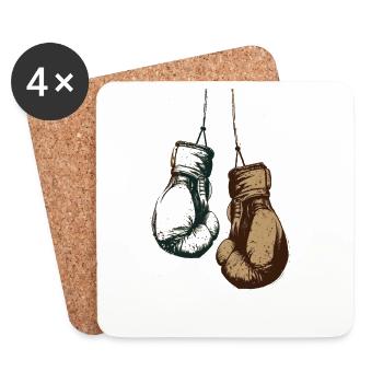 Boxing gloves hanging on the cords design - Coasters (set of 4) - white - Front