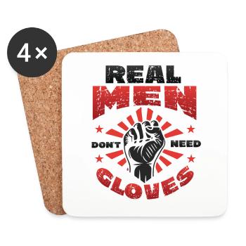 Echte Männer Brauchen Keine Handschuhe - Untersetzer (4er-Set) - Weiß - Vorne