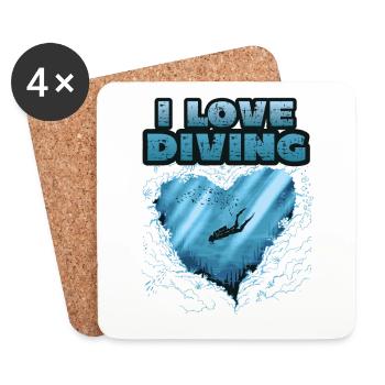 J’adore la plongée, la plongée sous-marine - Dessous de verre (lot de 4) - blanc - Devant