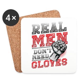 Echte Männer Brauchen Keine Handschuhe - Untersetzer (4er-Set) - Weiß - Vorne