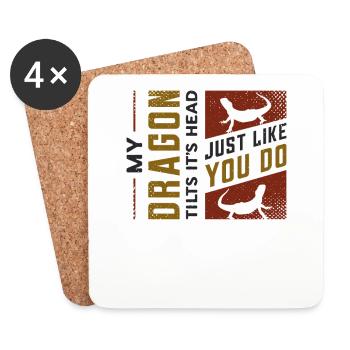 Mon dragon incline la tête, tout comme toi - Dessous de verre (lot de 4) - blanc - Devant