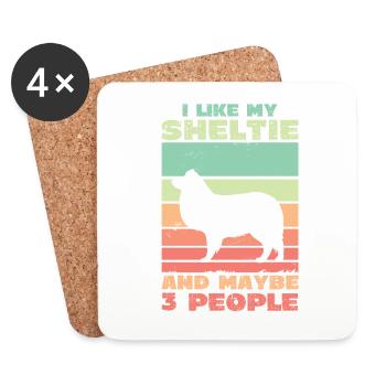 I like my Sheltie and maybe 3 people - Coasters (set of 4) - white - Front