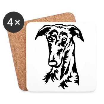 Galgo Kopf - Untersetzer (4er-Set) - Weiß - Vorne