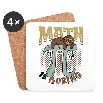 Mathe Ist Langweilig, Faultier Schläft Auf Pi - Untersetzer (4er-Set) - Weiß - Vorne