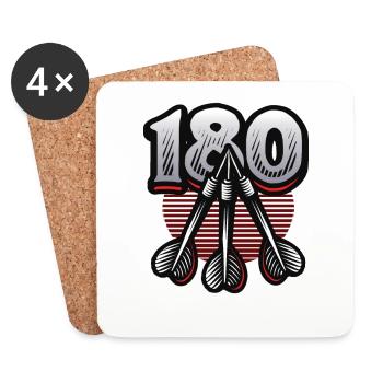 180 Dartboard, Triple 20, Dart player - Coasters (set of 4) - white - Front