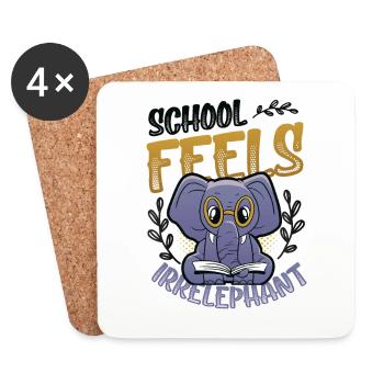 L’école se sent Irrelephant, anti-école - Dessous de verre (lot de 4) - blanc - Devant