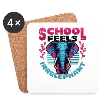 L’école se sent Irrelephant, anti-école - Dessous de verre (lot de 4) - blanc - Devant