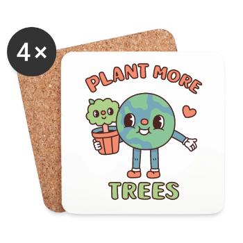 Terre mignonne avec pot d’arbre planter plus d’arbres - Dessous de verre (lot de 4) - blanc - Devant