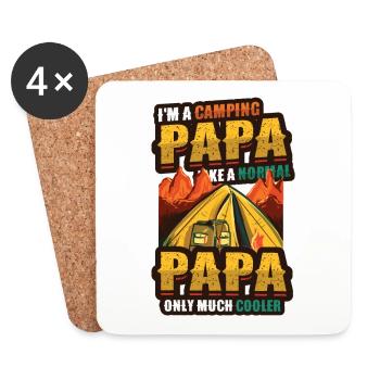 Camping Papa, feu de camp - Dessous de verre (lot de 4) - blanc - Devant
