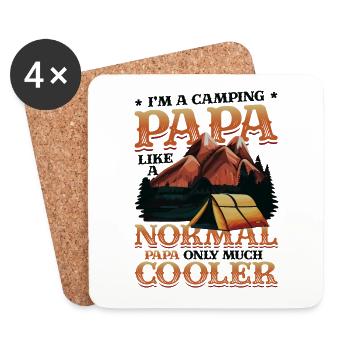 Camping Papa, feu de camp - Dessous de verre (lot de 4) - blanc - Devant