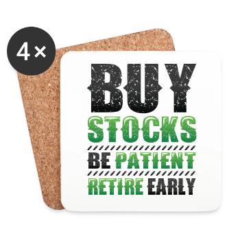 Acheter des actions, être patient, prendre une retraite anticipée - Dessous de verre (lot de 4) - blanc - Devant