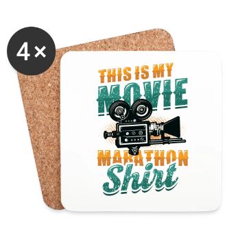 Das Ist Mein Film-Marathon Shirt - Untersetzer (4er-Set) - Weiß - Vorne