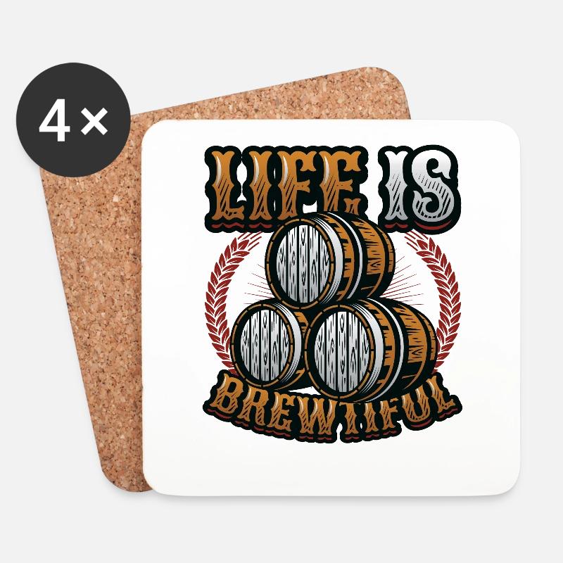 Life Is Brewtiful Craft Beer, Brewing, Brewmaster - Coasters (set of 4) - white