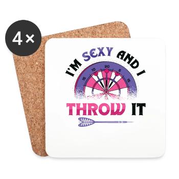 Je suis sexy et je lance une fléchette - Dessous de verre (lot de 4) - blanc - Devant