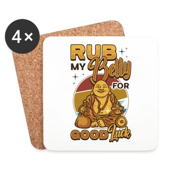Rub My Belly For Good Luck, Funny Buddha - Untersetzer (4er-Set) - Weiß - Vorne