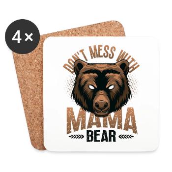 Ne plaisante pas avec Mama Bear - Dessous de verre (lot de 4) - blanc - Devant