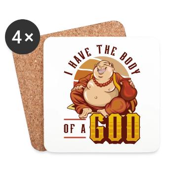 I have the body of a god, funny Buddha - Coasters (set of 4) - white - Front