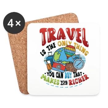 Travel makes you richer - Travel Enthusiast - Coasters (set of 4) - white - Front