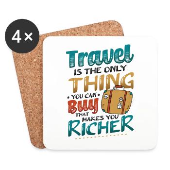 Travel makes you richer - Travel Enthusiast - Coasters (set of 4) - white - Front