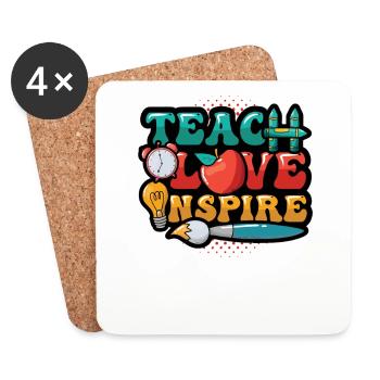 Teachers teach, love inspires - Coasters (set of 4) - white - Front