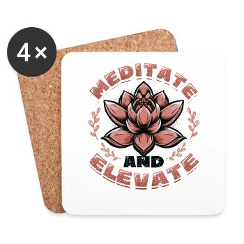 Meditieren Und Sich Erheben, Spirituelles Yoga - Untersetzer (4er-Set) - Weiß - Vorne