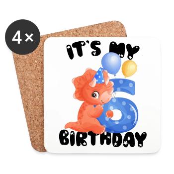 C’est mon anniversaire, 6ème anniversaire, joyeux anniversaire - Dessous de verre (lot de 4) - blanc - Devant