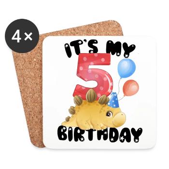 Its My Birthday, 5. Geburtstag, Happy Birthday - Untersetzer (4er-Set) - Weiß - Vorne