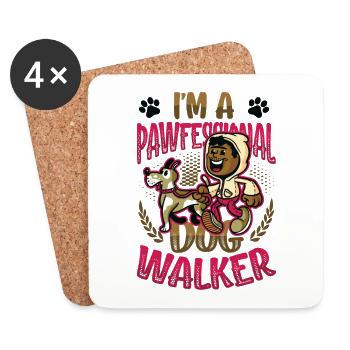 Promener un chien - Je suis un chien Pawfessional - Dessous de verre (lot de 4) - blanc - Devant