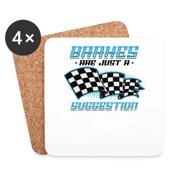 Les freins ne sont qu’une suggestion, Racing Checkered - Dessous de verre (lot de 4) - blanc - Devant