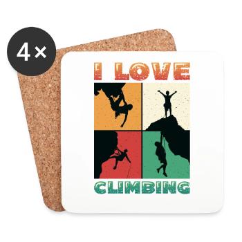 I love rock climbing, rock climbing - Coasters (set of 4) - white - Front