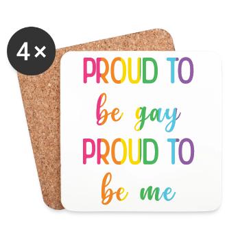 Pride Month - Stolz darauf, schwul zu sein, stolz darauf, ich zu sein - Untersetzer (4er-Set) - Weiß - Vorne