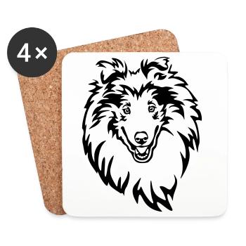 Collie Kopf - Untersetzer (4er-Set) - Weiß - Vorne