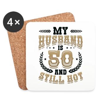 Mon mari a 50 ans et a encore chaud - Dessous de verre (lot de 4) - blanc - Devant