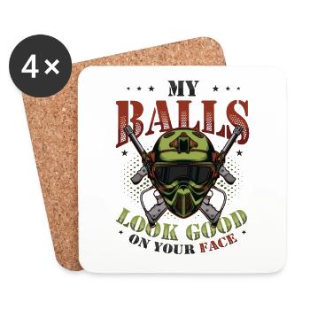 My balls look good on your face - Coasters (set of 4) - white - Front