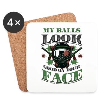 My balls look good on your face - Coasters (set of 4) - white - Front