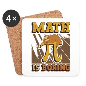 Mathe Ist Langweilig, Faultier Schläft Auf Pi - Untersetzer (4er-Set) - Weiß - Vorne