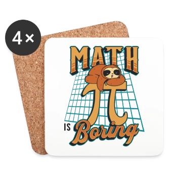 Mathe Ist Langweilig, Faultier Schläft Auf Pi - Untersetzer (4er-Set) - Weiß - Vorne