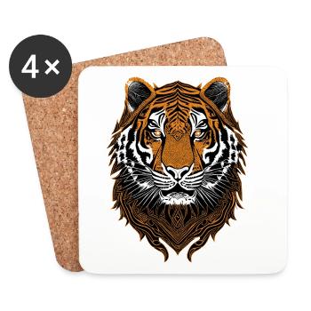 Tiger head - Coasters (set of 4) - white - Front