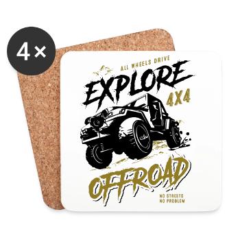 Offroad Adventure 4x4 - Véhicule tout-terrain - Dessous de verre (lot de 4) - blanc - Devant