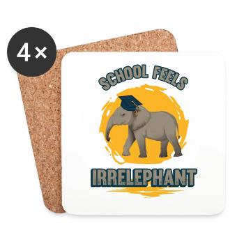 L’école se sent Irrelephant, anti-école - Dessous de verre (lot de 4) - blanc - Devant