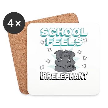 L’école se sent Irrelephant, anti-école - Dessous de verre (lot de 4) - blanc - Devant