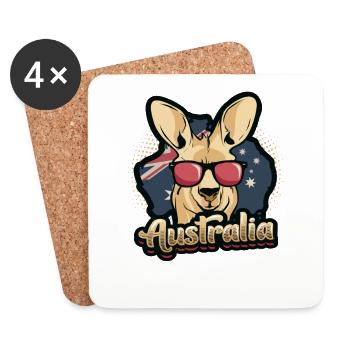 Australia, Tourist, Travel, Kangoroo - Coasters (set of 4) - white - Front
